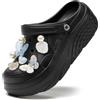 YUKTOPA Zoccoli da donna con plateau, comodi sandali da giardino con zeppa, Nero , 41.5 EU
