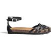 Yokono Sandali Piatti Villa-011 Neri | Scarpe da donna prodotte in Spagna, realizzate in pelle bovina, altezza tacco 2 cm, fibbia, Primavera-Estate