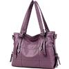 DEERWORD Donna Borse a Mano Borsa a Spalla Elegante Grandi Firmate Marca Tracolla Antifurto PU pelle 5369 1 pz Porpora