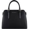 bugatti Ella Borsa da donna, borsa bowling di medie dimensioni in similpelle stile Saffiano, nera