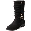 Cocey Stivali da donna Slouch con tacco piatto e punta alla moda, Nero , 44 EU