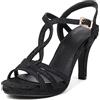 Lroey Reoly Sandali con Tacco Alto Donna, Sandali Peep Toe Moda Tacco a Spillo Scarpe da Sposa con Plateau Fibbia Criss Cross Strap Brillantini, Numero 32-46