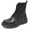 IF FASHION Stivali Stivaletti Anfibi Combat Boots Scarpe Da Donna Con Lacci Punta Quandrata GA018 nero N.38