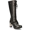 New Rock M-TR005-S1 Stivali da Donna Neri Con Tacco Alto e Gotici Alti Fino al Ginocchio