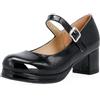 BKYWJTR6 Matrimonio da sposa di grandi dimensioni dolce Lolita ragazze rosso nero fibbia decorazione casual Mary Janes scarpe con plateau donna stile gotico