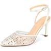 PIZZ ANNU Tacchi Donna Sexy Decollete a Punta Chiusa Scarpe con Tacco Tacchi a Spillo con Strass Sandali con Cinturino alla Caviglia Bianco EU 40