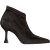 Malu Shoes Stivaletto Tronchetto Corina M4920 Donna camoscio Nero a Punta Tacco Clessidra 8, cm Aderente Effetto Calza (38 EU)