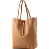Modarno Shopper Bag a spalla in pelle con doppio manico, Shopper Large con tasca interna in pelle (Cuoio)