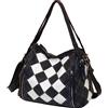 Karoukee Borsa a Spalla Colorata per Donna, Borsa a Tracolla in Pelle Bovina Fatta a Mano, Borsetta Media Patchwork, Borse a Mano Estetica con Grande Capacità