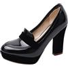 Lroey Reoly Décolleté con Tacco Largo da Donna, Pompe al Tallone Alto Punta Rotonda Senza Chiusura Scarpe da Sera con Plateau Classico Dcphkp Nero Numero 37 EU