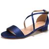 Elivandon J1584 Donna Satin Basso Tacco Serata Sandali Open Toe 3cm Blocco Tacco Satin Scarpe Serata Festa Nuziale Sposa Scarpe Matrimonio Colore Blu Scuro, Taglia 38 EU