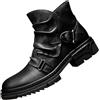 Generisch Cowboy Boots Uomo Pelle Pu, Stivaletti impermeabili da Uomo Scarpe da trekking con Fibbie Autunno Outdoor Desert Boot Antiscivolo Scarpe da Lavoro Vintage Senza Lacci, Nero , 45 EU