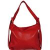 Bottega Carele Borsa Donna a spalla in vera pelle, trasfomabile in zaino. made in Italy (rosso)