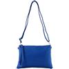 modamoda de - T186 - Pochette italiana in pelle con tracolla media, Colore:blu