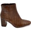 Malu Shoes Tronchetto Donna camperos con Tacco Quadrato 7 cm a Punta in Ecopelle pitonata Marrone Attillato sopra la Caviglia (38 EU)