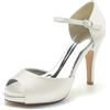 Generic Donna Punta Aperta Abito Tacchi Alti Pizzo Feste Scarpe di Matrimonio Scarpe Cinturino Caviglia Sera da Sposa