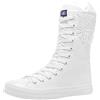 rismart Donna Tela Stivali Metà Polpaccio Punk High Tops Stringate Scarpe(Bianco,38.5 EU)
