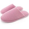 ofoot Pantofole antiscivolo da donna in cotone biologico, soffice memory foam lavabile per la camera estiva, suola in gomma(rosa scuro,EU 37-38)