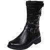 Generic Stivali con Punta in Tinta Unita con Tacco da Donna retrò con Cerniera Stivali Gomma Alti 43 Anfibi Donna Pelle (Black, 42)