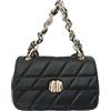 ANGELO Borsa a Tracolla da Donna, Borsetta a Mano Trapuntata con Catena e Foulard, Piccola Borsa Messenger in Pelle PU, Pochette Hobo a Spalla Elegante con Chiusura Magnetica e Zip (Nero)