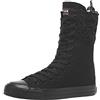 rismart Donna Tela Stivali Metà Polpaccio Punk High Tops Stringate Scarpe(Nero-pizzo,36 EU)