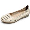 rismart Donna Cavo Comodo Scivolare su Mary Jane Pelle Penny Piatto Mocassini SN02335(Beige,EU39)