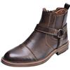rismart Uomo Pelle Caviglia Stivali Chelsea Toe Cap Zip Elegante Stivaletto