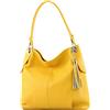 modamoda de - T185 - ital. Borsa a tracolla in pelle da donna, Colore:Soli gialli