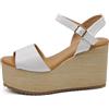 IF Scarpe Sandali Con Zeppa da Donna con Platform Corda Plateau in Paglia Cinturino alla Caviglia Comode Z7479-09 bianco N.37