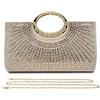 Pahajim Borsa Donna Cerimonia Elegante Pochette Tracolla con Strass Glitter Borsetta da Sera Brillantini Minaudiere per Balli, Feste, Matrimonio (Oro)