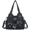 Angel Kiss Piccola borsa a tracolla da donna, in ecopelle lavata con molteplici tasche, borsa a mano con tracolla regolabile