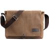 POPOTI Borsa Tracolla da Uomo, Borsa a Mano Tela Piccolo Borsa da Scuola Multifunzionale Portafoglio Borsa Spalla Zaino Tote Crossbody Bag (Marrone, 30x11x25cm)