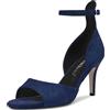 Saekcted Donna Spillo Medio Tacco Heel Aperte sulla Punta Sandali Cinturino alla Caviglia Fibbia da Matrimonio Dress 6.5 CM Heels Blu Navy 38 EU