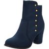 Lroey Reoly Stivaletti da Donna con Tacco a Blocco, Stivali da Festa Tacco Alto Punta Rotonda Polacchine Zip Rivetti 240 Blu Numero 37 EU
