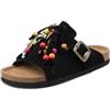 QUEEN HELENA Ciabatte Donna con Frange e Perline X34-108 (Nero, Sistema Taglie Calzature EU, Adulto, Donna, Numero, Media, 35)