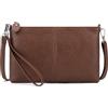 befen Pochette da polso in vera pelle, piccole borse a tracolla per le donne con slot per carte di blocco RFID, Marrone Scuro 02