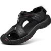rismart Uomo Chiuse Davanti Gancio & Cappio All'aperto Escursionismo Pelle Scarpe Sandali SN1505(Nero,44 EU)