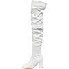 MODSGUE Donne sopra il ginocchio Tacchi alti plateau Stivali Alti Stivali Inverno Lungo Basic Stivali Con Cerniera Basic Size Coscia Scarpe Alte Tacco Lungo Stivali, bianco, 39 EU