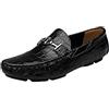 rismart Uomo Guida Auto Scivolare su Comfort Casuale Bianco Pelle Mocassini Scarpe Nero1 42 EU