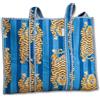 IBOAH Borsa Grande Trapuntata Cotone Stampa Tigri, Spiaggia (Blu)