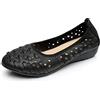rismart Donna Cavo Comodo Scivolare su Mary Jane Pelle Penny Piatto Mocassini SN02335(Nero,EU39.5)