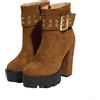 TNMIUH Stivaletti Donna con Plateau, Tacco Blocco Alto 11,5 cm, Eleganti Tronchetti Primavera Autunno, Disponibile in Nero e Marrone,Marrone,38.5 EU