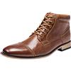 rismart Uomo Caviglia Tondo Dito del Piede Stringate Inteligente Affari Stivali Chukka SN01811(Marrone,41 EU)