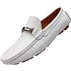 rismart Uomo Guida Auto Scivolare su Comfort Casuale Pelle Mocassini Scarpe Bianco,43.5 EU