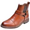 rismart Uomo Pelle Caviglia Stivali Chelsea Toe Cap Zip Elegante Stivaletto SN01910(Abbronzatura,46 EU)