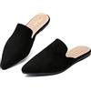 Tilocow - Mules da donna, comode, a punta, mocassini senza lacci, scarpe da lavoro casual, aperte dietro, con chiusura a scorrimento, Camoscio nero, 37 EU