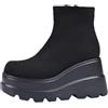Qgtxf Stivali da Donna in Pelle Scamosciata con Zeppa e Tacco Alla Caviglia Scarpe Invernali con Punta Tonda e Plateau Sneakers Alla Moda