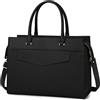RAINSMORE Borsa Porta PC Donna Grande Lavoro Tote a Tracolla in Pelle Elegante Impermeabile per Scuola e Università 15.6 Pollici Nero