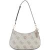 GUESS borsa a tracolla Noelle II Top Zipper Shoulder Bag Dark Taupe Logo avorio