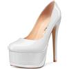 Castamere Donna Spillo Alto High Tacco Heel Piattaforma Rotonda Punta 15 CM Heels Pumps Slip-on da Matrimonio Feste Sexy Scarpe Bianco 37 EU